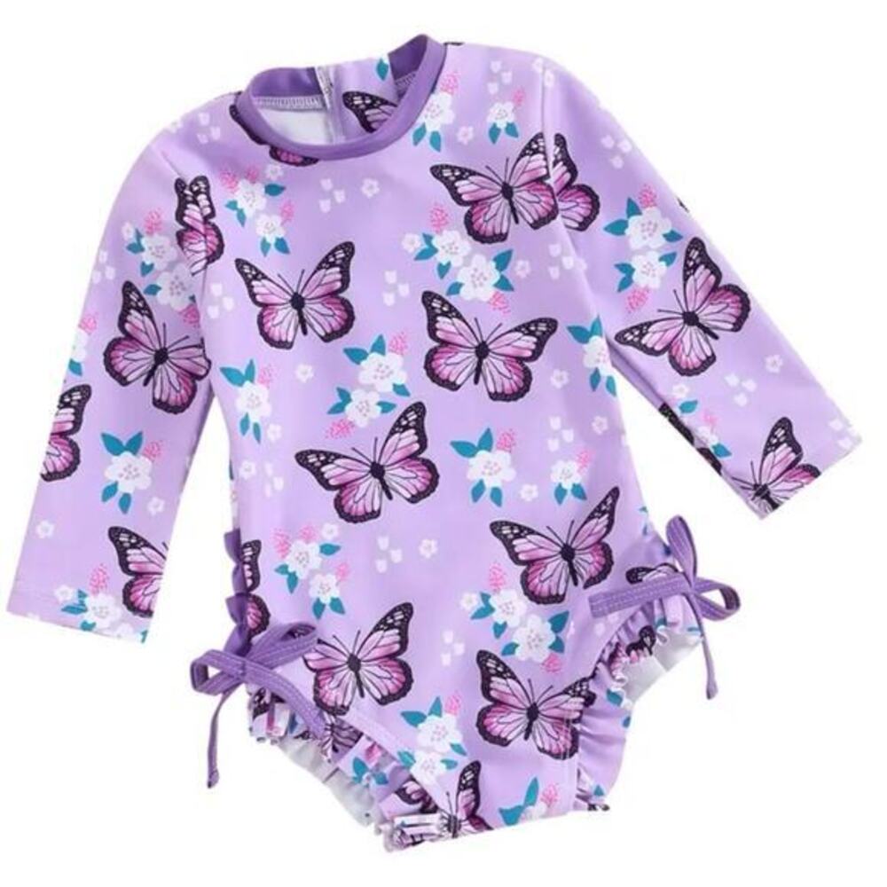 New toddler girl’s long sleeve swim suit 2-3T